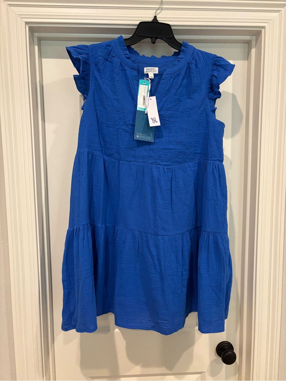 Market Spruce Blue Ruffle Sleeve Dress